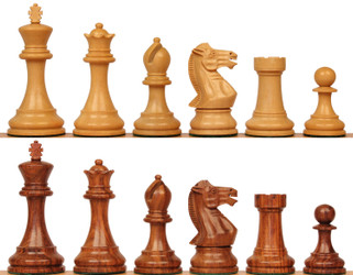 Image of ID 1282849063 Old English Classic Chess Set with Gold Rosewood & Boxwood Pieces - 39" King
