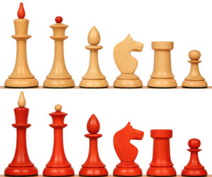 Image of ID 1284428796 Queen's Gambit Series Final Game Chess Set with Crimson & Boxwood Pieces - 4" King