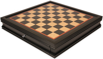 Image of ID 1299577204 Deluxe Two-Drawer Black & Bird's-Eye Maple Chess Case - 17" Squares