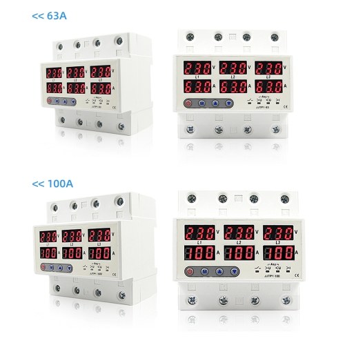 Image of ID 1300840612 LCD Display Self-reset Protector Overvoltage Undervoltage Current Limiting Circuit Breaker Phase Lost Zeroloss Phase Sequence Voltage Unbalance Protector Overload Automatic Power Off Reclosure Switch