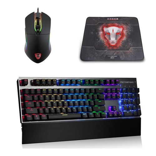 Image of ID 1300843790 Motospeed V30 Wired Optical USB Gaming Mouse + CK108 Mechanical Gaming Wired Keyboard + P70 Gaming Mouse Pad