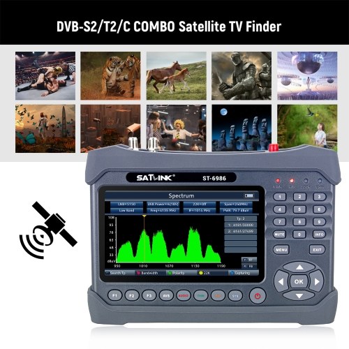 Image of ID 1300845540 ST-6986 DVB-S/S2/T/T2/C Satellite Finder Combo Satellite TV Signal Finder Digital Handheld Signal Meter HEVC H265 (10 Bit) MPEG-4 with 7 inch TFT LCD