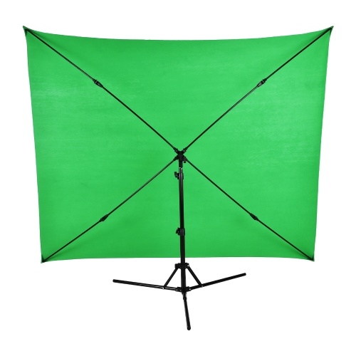 Image of ID 1300850056 2x15m/ 65x49ft Green Screen Backdrop Photography Background with Adjustable  Tripod Cross-Shaped Stand for Streaming Gaming Studio Photography