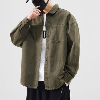 Image of ID 1312548705 Long-Sleeve Striped Button-Up Cargo Shirt Jacket