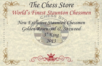 Image of ID 1329724898 New Exclusive Staunton Chess Set Golden Rosewood & Boxwood Pieces with Walnut Chess Box - 3" King