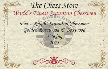 Image of ID 1340616305 Fierce Knight Staunton Chess Set Golden Rosewood & Boxwood Pieces with Walnut Chess Box - 3" King