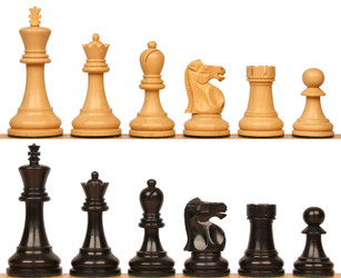 Image of ID 1340616315 Reykjavik Series Chess Set with Ebonized & Boxwood Pieces- 325" King