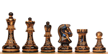 Image of ID 1354699033 Dubrovnik Series Chess Set Burnt Boxwood Pieces with Walnut Molded Board- 39" King