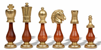 Image of ID 1358781857 Large Italian Arabesque Staunton Metal & Wood Chess Set with Faux Leather Chess Board & Storage Tray