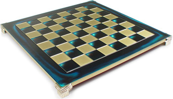 Image of ID 1378432209 Brass & Blue Chess Board - 1375" Squares