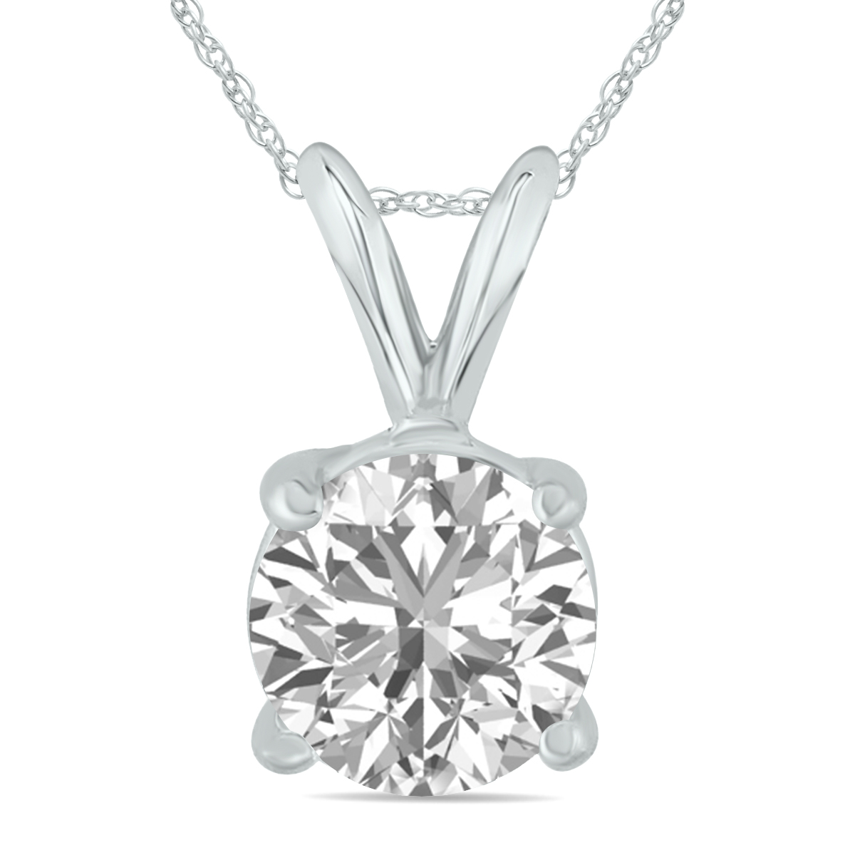 Image of IGI Certified Lab Grown 1 1/4 Carat Diamond Solitaire Pendant in 14K White Gold (I Color SI2 Clarity)
