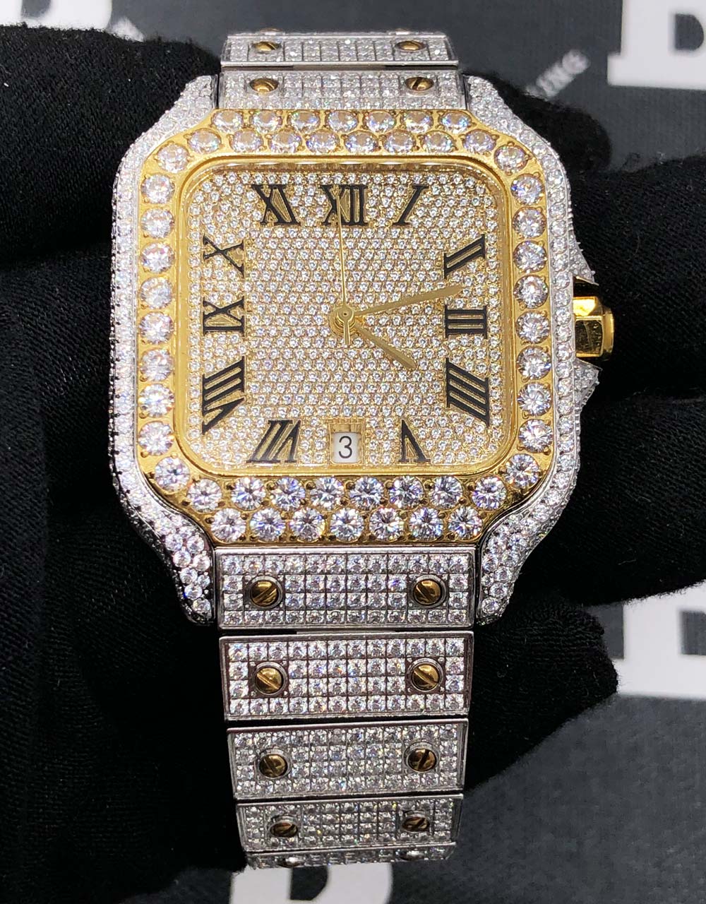 Image of Iced Out Baller Square CZ Steel Bust Down Watch ID 38195736871105