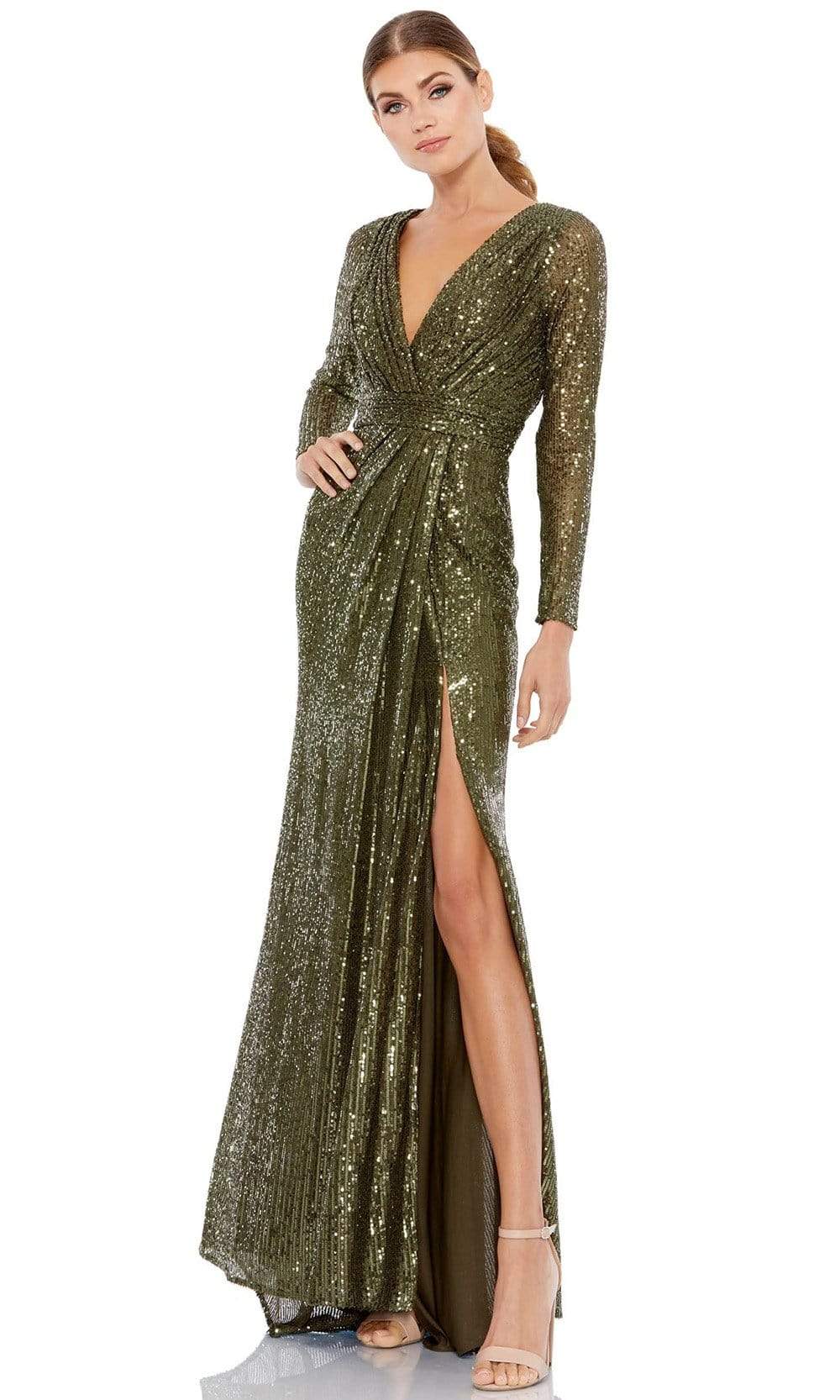 Image of Ieena Duggal - 26490I Long Sleeve Sequin Ornate Dress