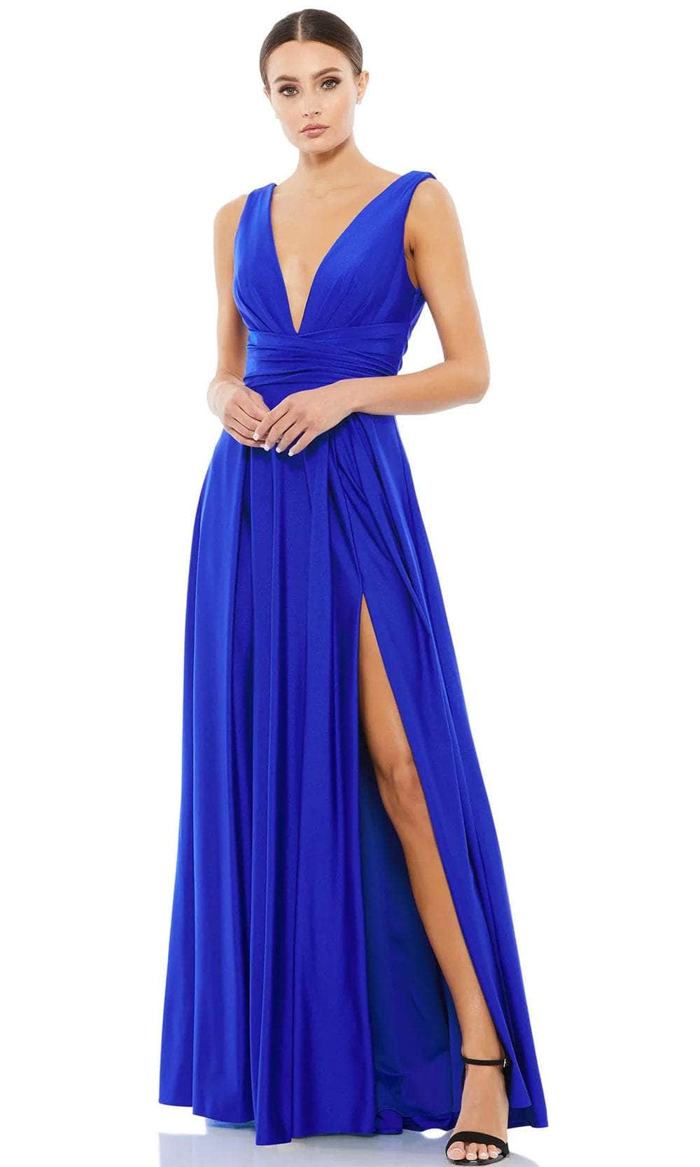 Image of Ieena Duggal 26578 - Plunging V-Neck Jersey Evening Gown
