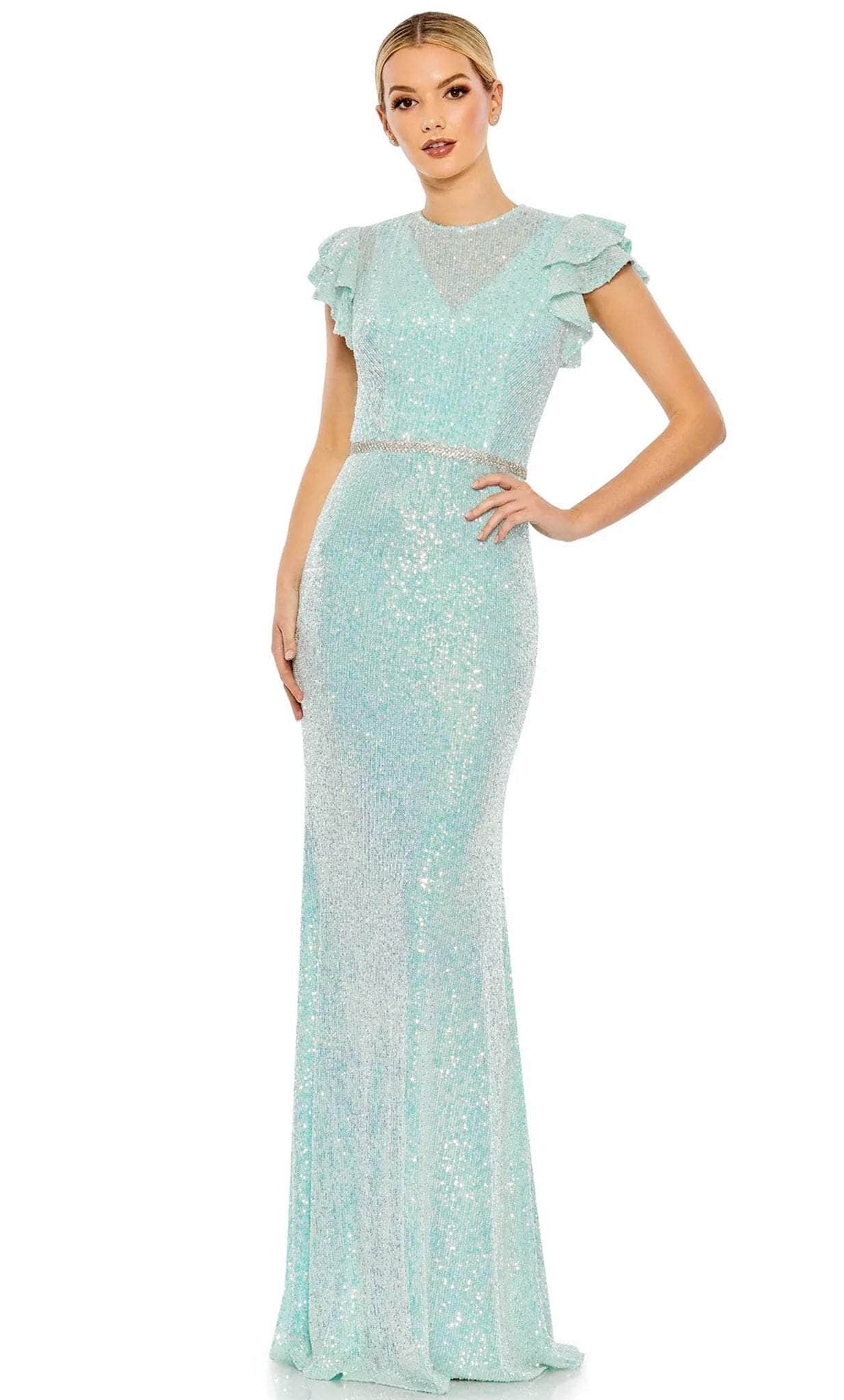 Image of Ieena Duggal 26942 - Illusion High Neck Sequined Gown