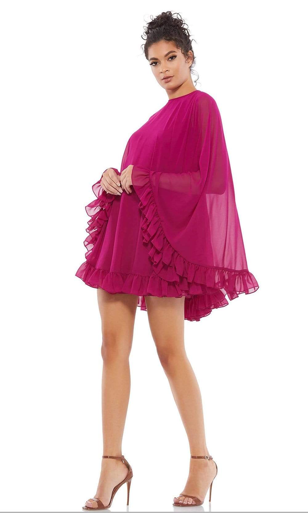 Image of Ieena Duggal - 55407I Jewel Sheer Cape Dress