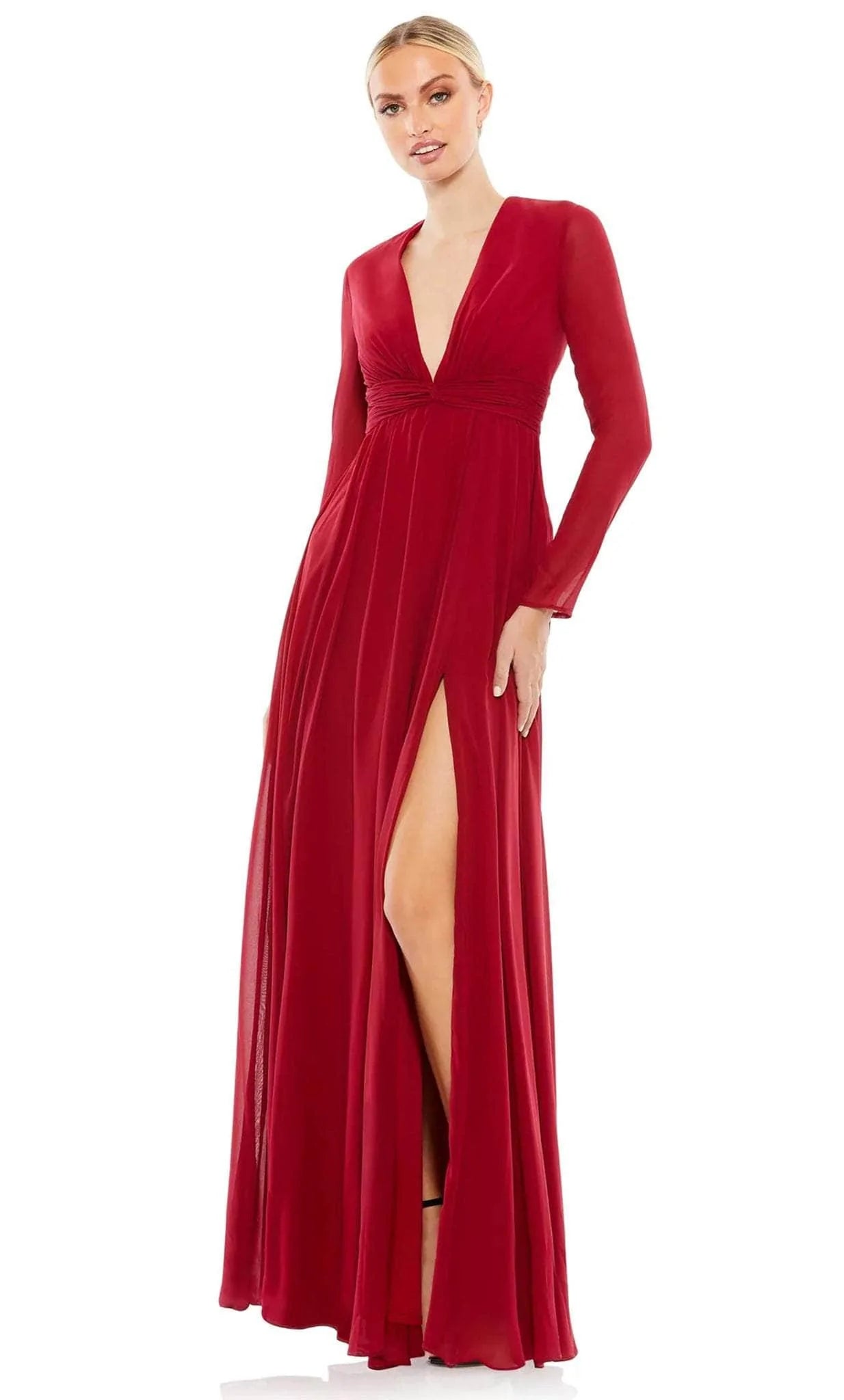 Image of Ieena Duggal 55680 - Chiffon Long-Sleeved Formal Dress