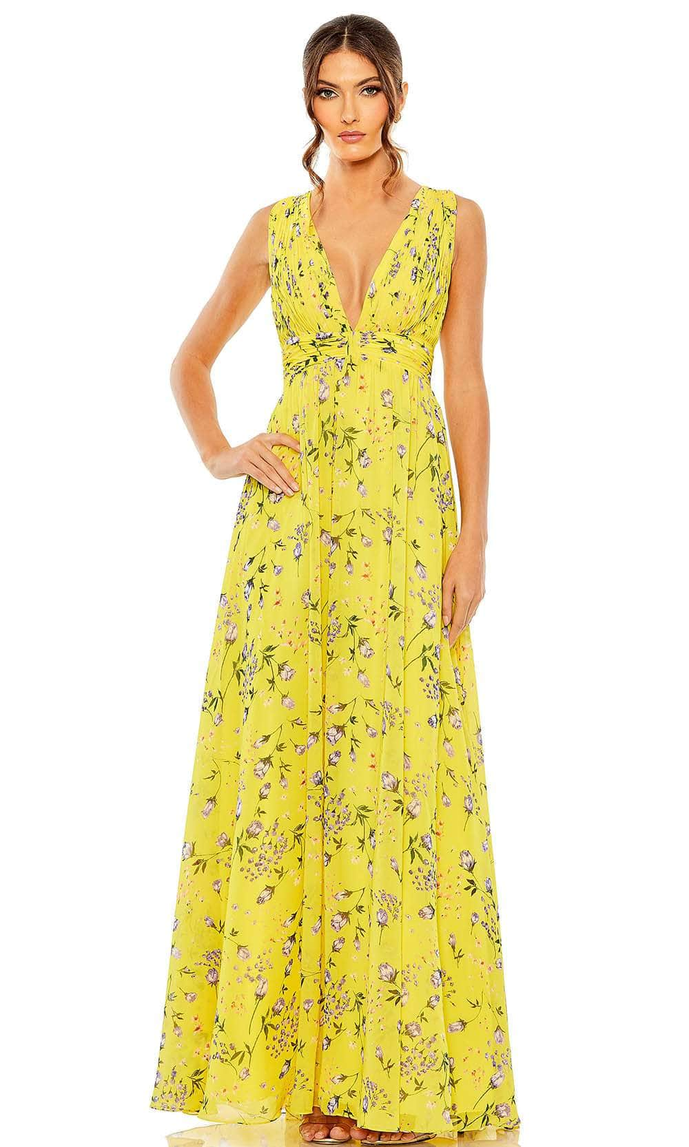 Image of Ieena Duggal 56011 - Sleeveless Floral Long Dress