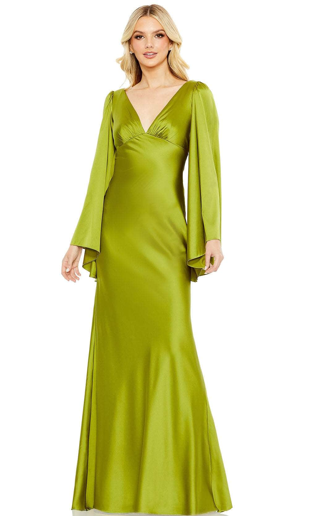 Image of Ieena Duggal 68344 - V-Neck Long Blouson Sleeve Long Dress