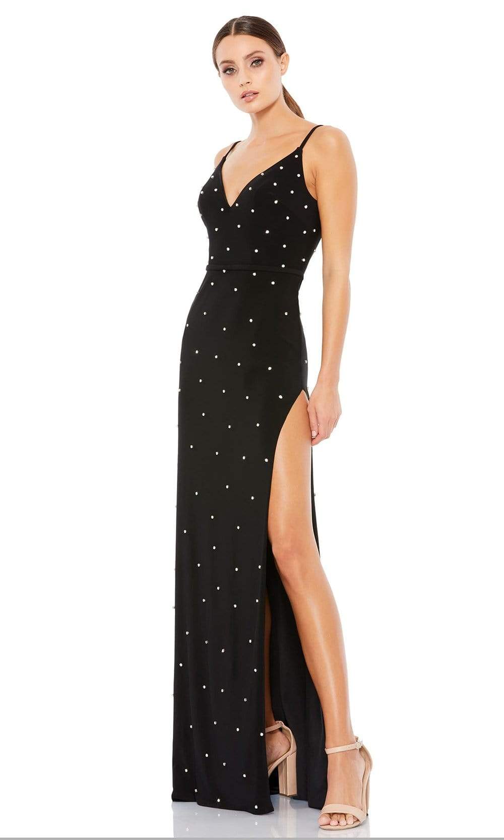 Image of Ieena Duggal - 70232 Polka Dots Open Back Simple Prom Column Dress