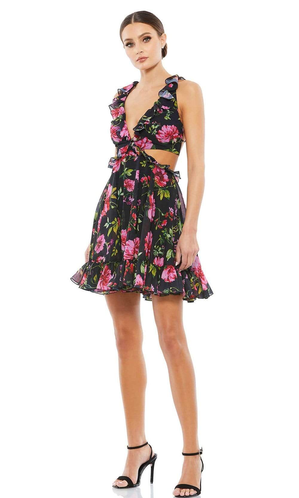 Image of Ieena Duggal - 9155I Sexy Floral Open Back Dress