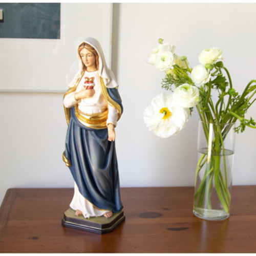 Image of Immaculate Heart of Mary Italian Wood Statue