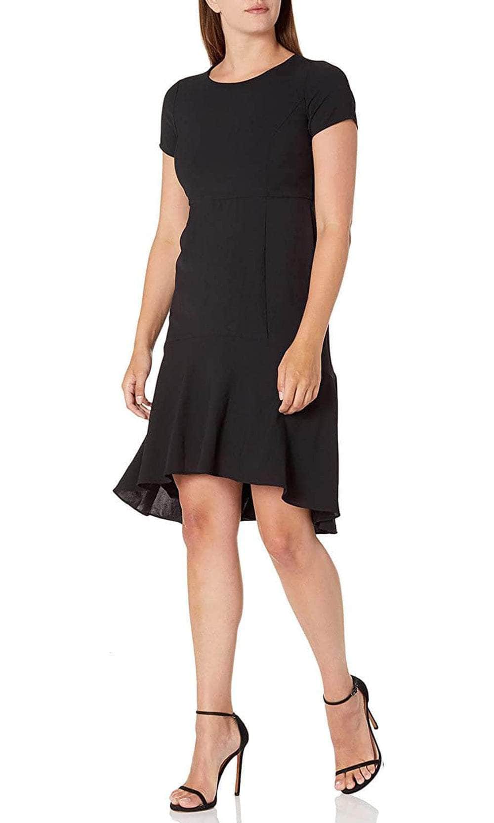 Image of Immediate Apparel 1P01W54 - Short Sleeve High Low Flounce Dress