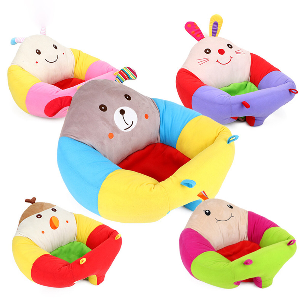 Image of Infant Baby Sitting Chair Soft Cartoon Chair Pillow Cushion Sofa Plush Learning Chair Holder Plush Toys for Childrens