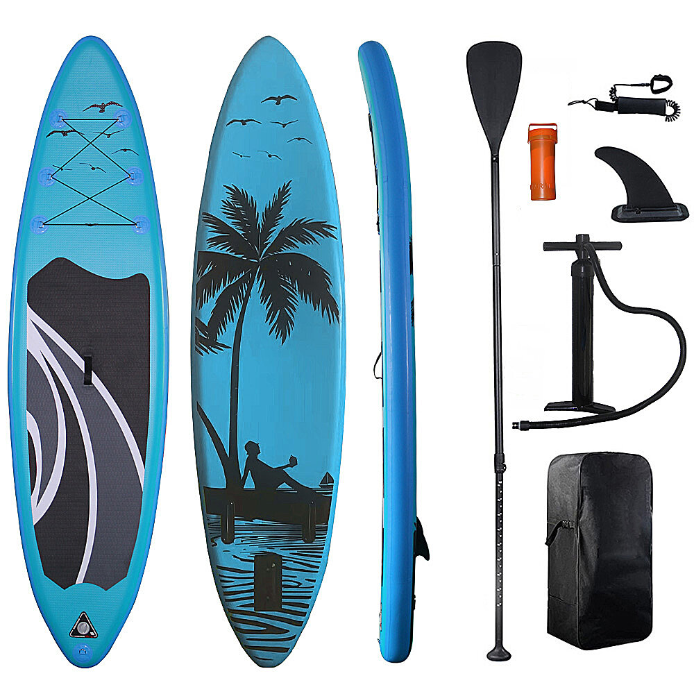 Image of Inflatable Paddle Board SetStand Up Portable Surfboard Pulp Board With Storage Backpack Air Pump Maximum Load 150KG Bl