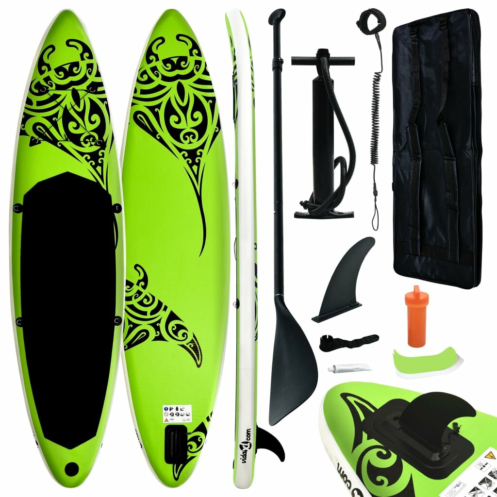 Image of Inflatable Stand Up Paddling Board Surfboard With Inflatable Paddle Board Accessories Max Load 140kg 305x76x15cm Green