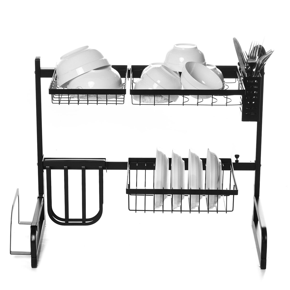 Image of Iron Art Retractable Storage Rack 63-93cm Carbon Steel Multifunctional Dish Rack Kitchen Accessories Organizer