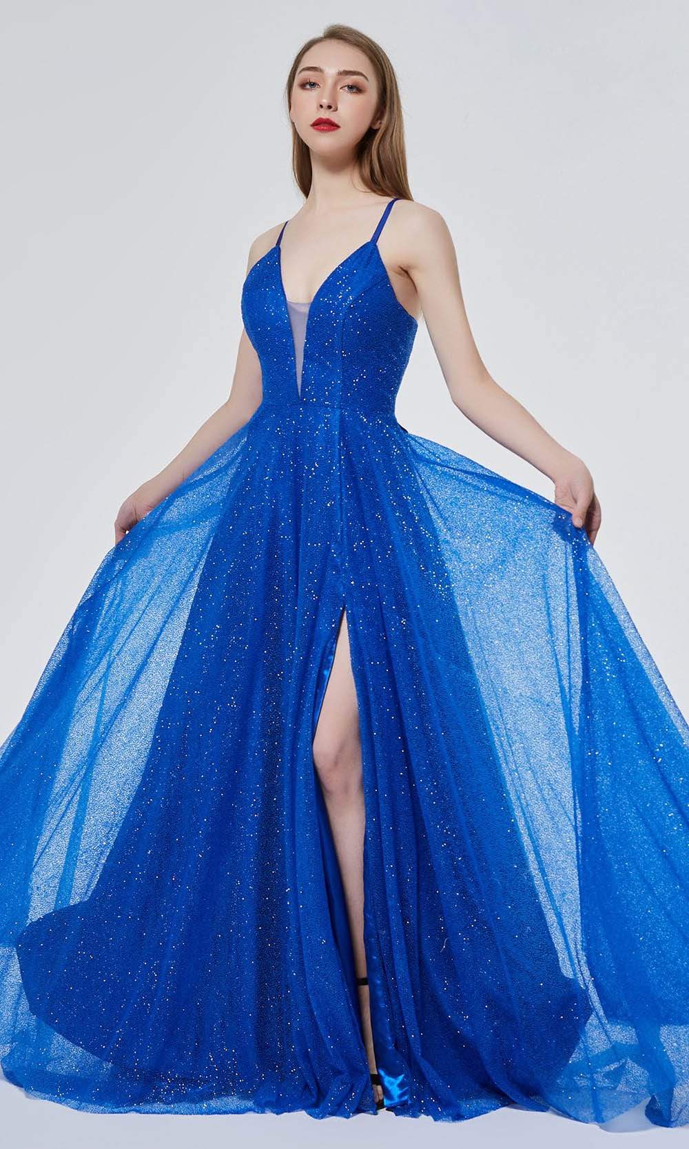 Image of J'Adore Dresses - J19001 Glitter-Embellished Slit A-line Gown