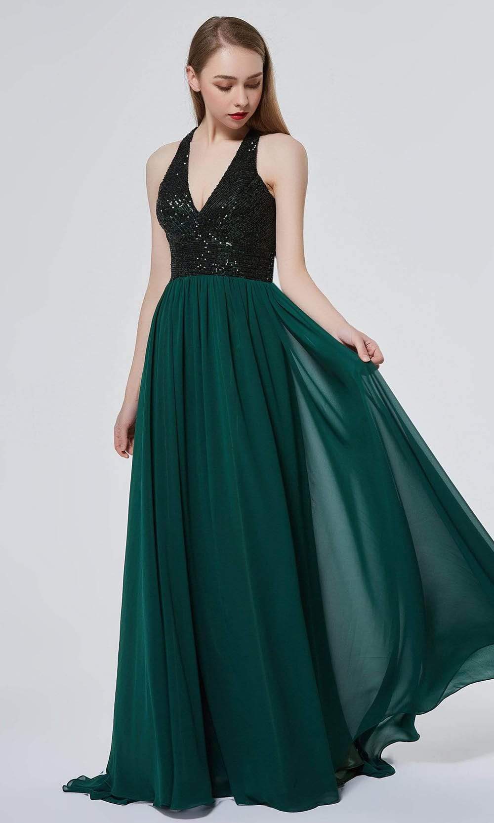 Image of J'Adore Dresses - J19002 Sequined Bod Flowy A-line Gown