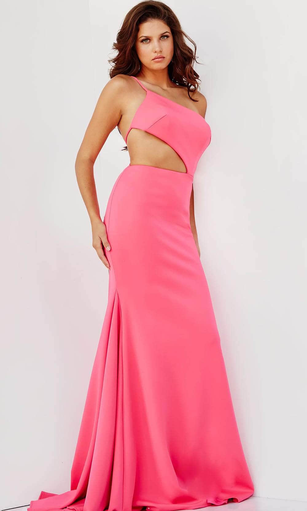 Image of JVN by Jovani JVN000273 - One Shoulder Cutout Prom Dress