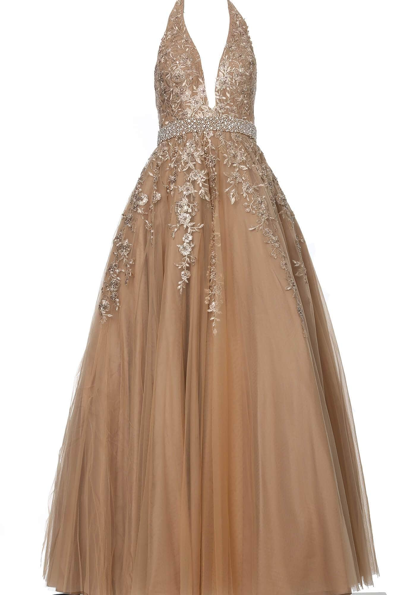 Image of JVN by Jovani - JVN00923 Crystal-Beaded Embroidered A-Line Gown