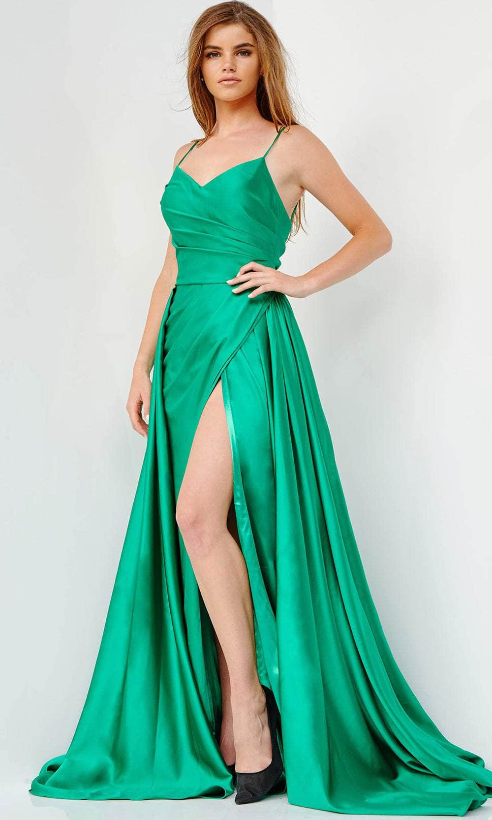 Image of JVN by Jovani JVN07800 - Pleated Satin A-Line Prom Dress