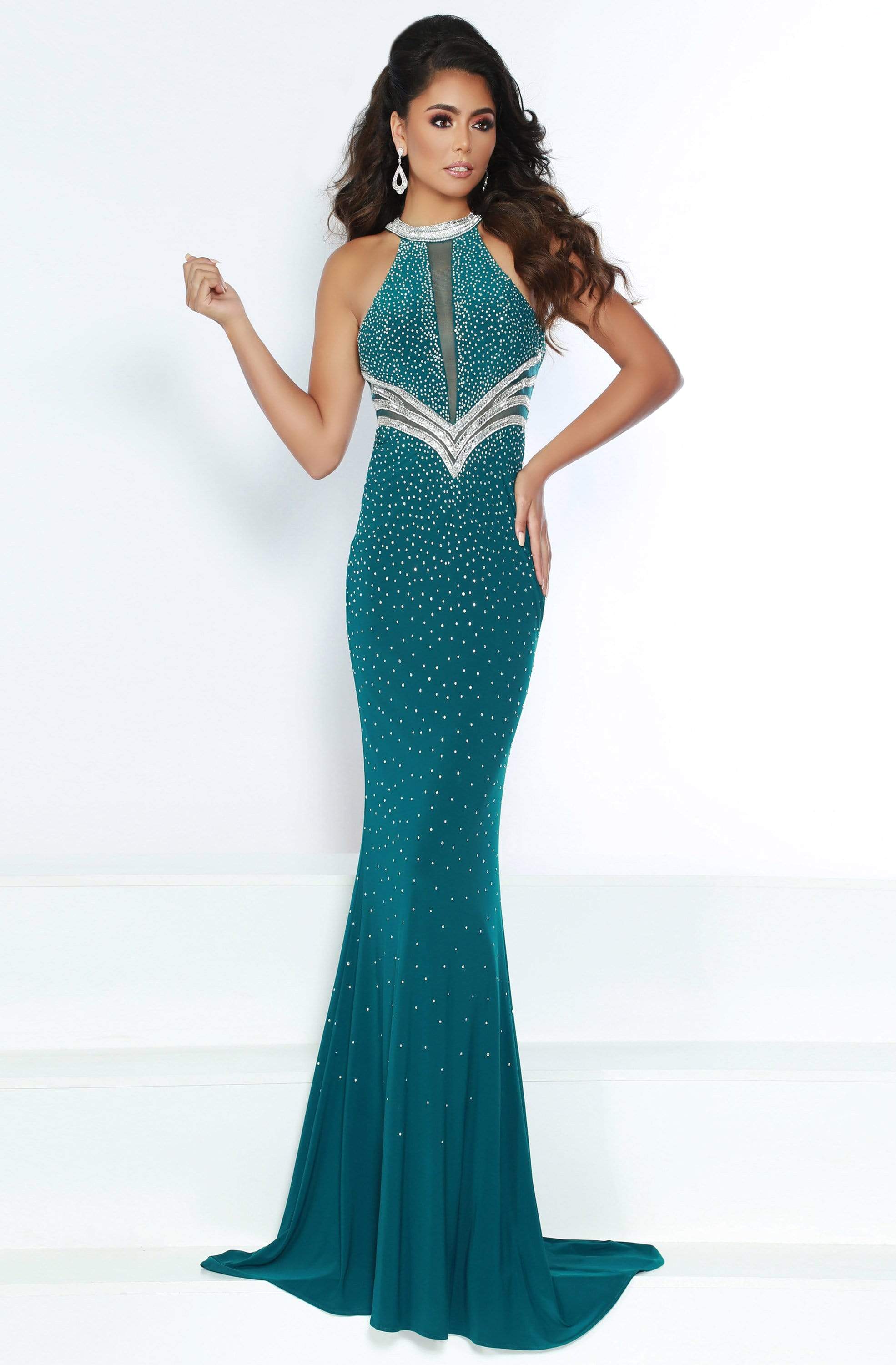 Image of Jasz Couture - 6420 Embellished Halter Mermaid Dress