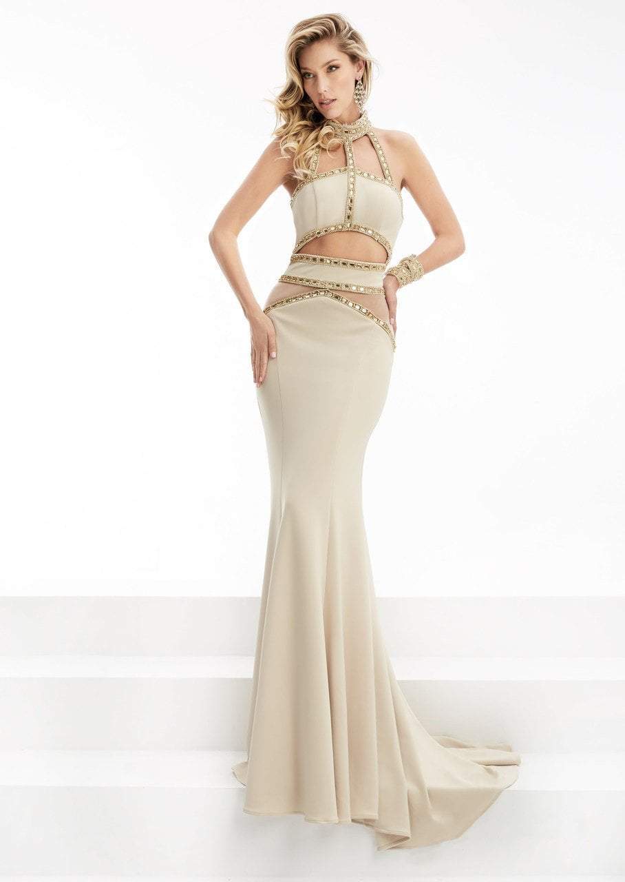 Image of Jasz Couture - Bejeweled Halter Neck Dress 5923