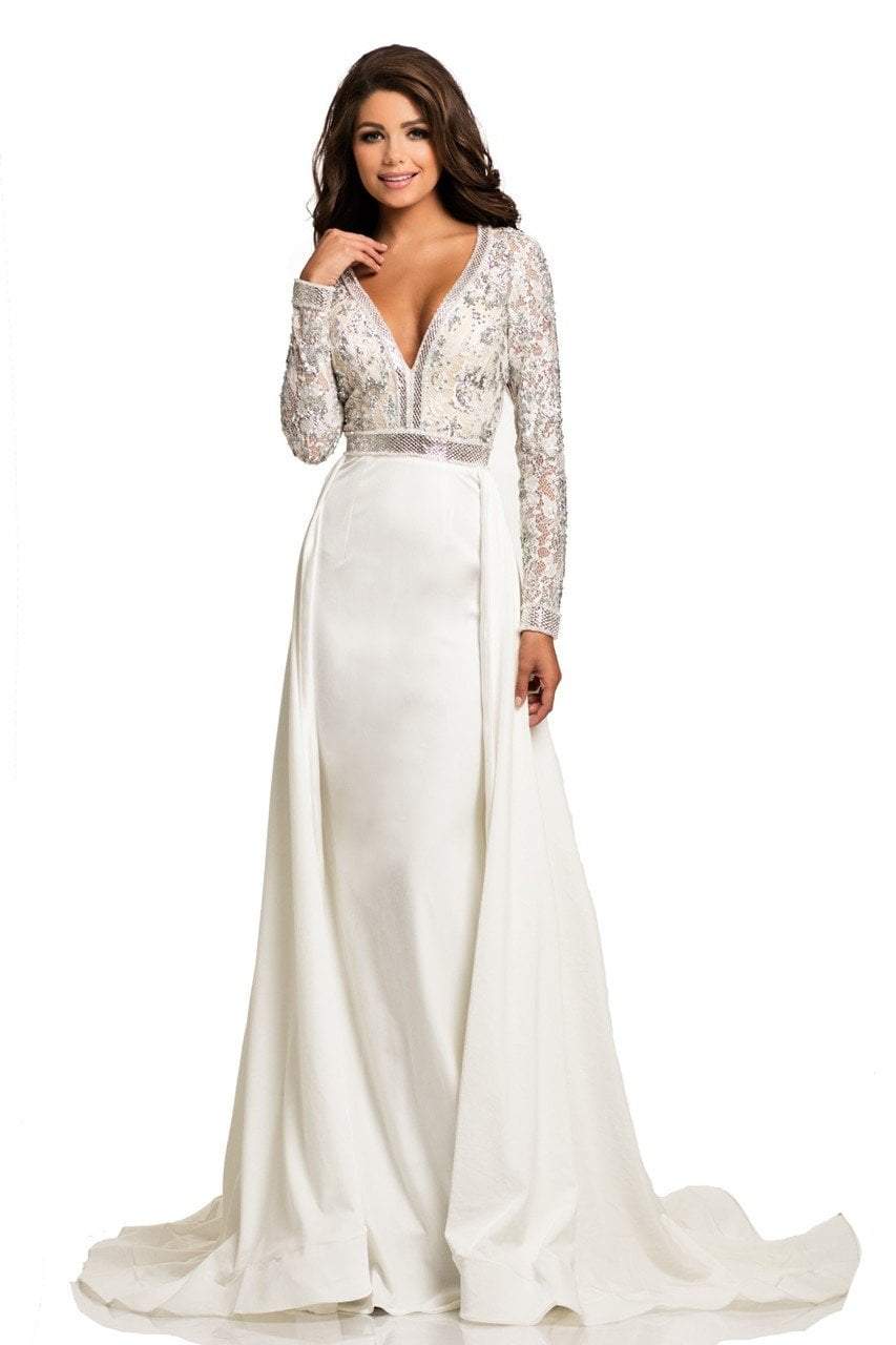 Image of Johnathan Kayne - 8013 Embellished Lace Velvet Gown