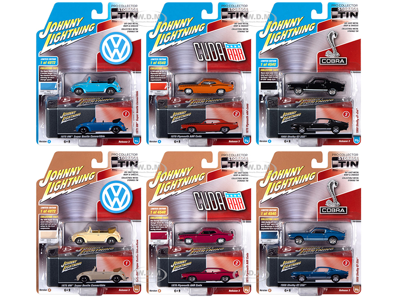 Image of Johnny Lightning Collectors Tin 2020 Set of 6 Cars Release 3 1/64 Diecast Model Cars by Johnny Lightning