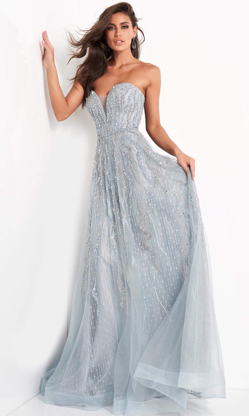 Image of Jovani - 04633 Strapless Sweetheart Beaded A-Line Gown