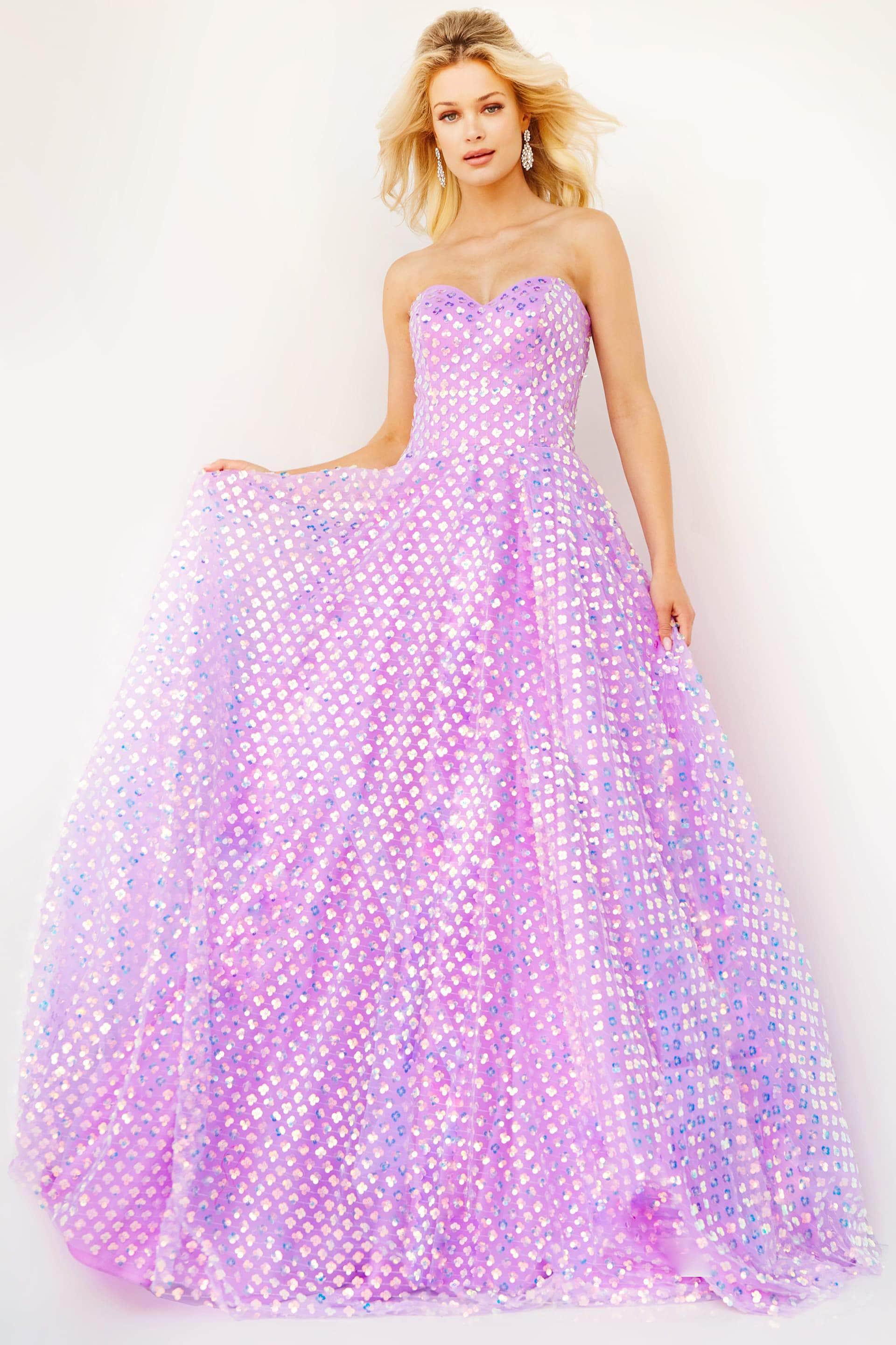 Image of Jovani 08605 - Clover Sequin A-Line Prom Dress