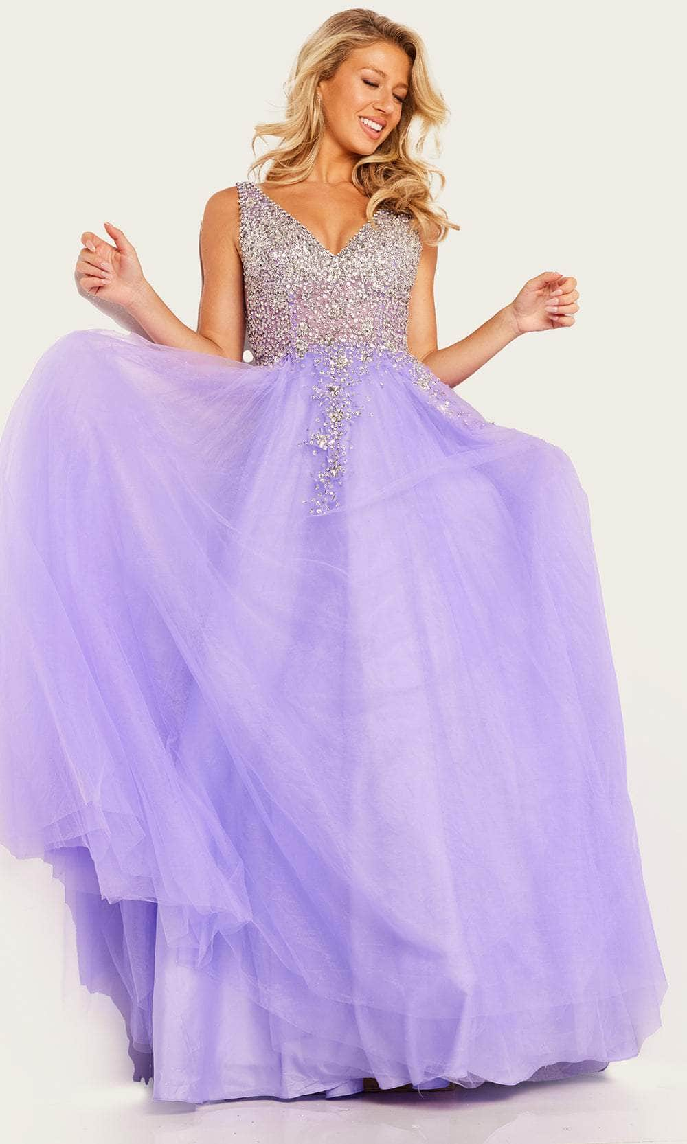 Image of Jovani 37589 - V-Neck Sleeveless Ballgown