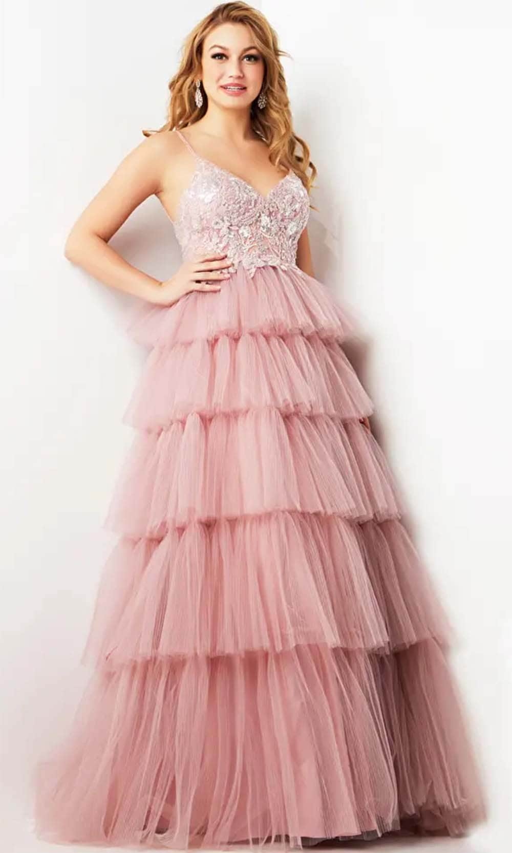 Image of Jovani 38577 - Sleeveless Embellished Bodice Prom Gown