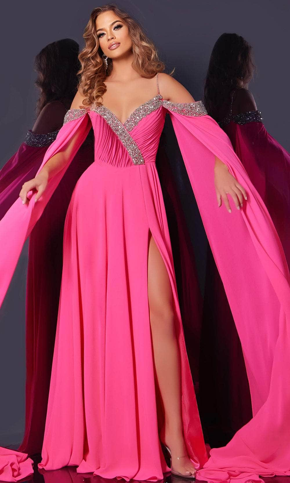 Image of Jovani 38996 - Off Shoulder Embellished A-Line Prom Gown