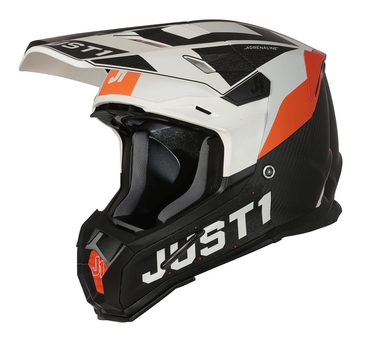 Image of Just1 Helmet J-22 Adrenaline Orange Blanc Carbon Mat Casque Cross Taille 2XL