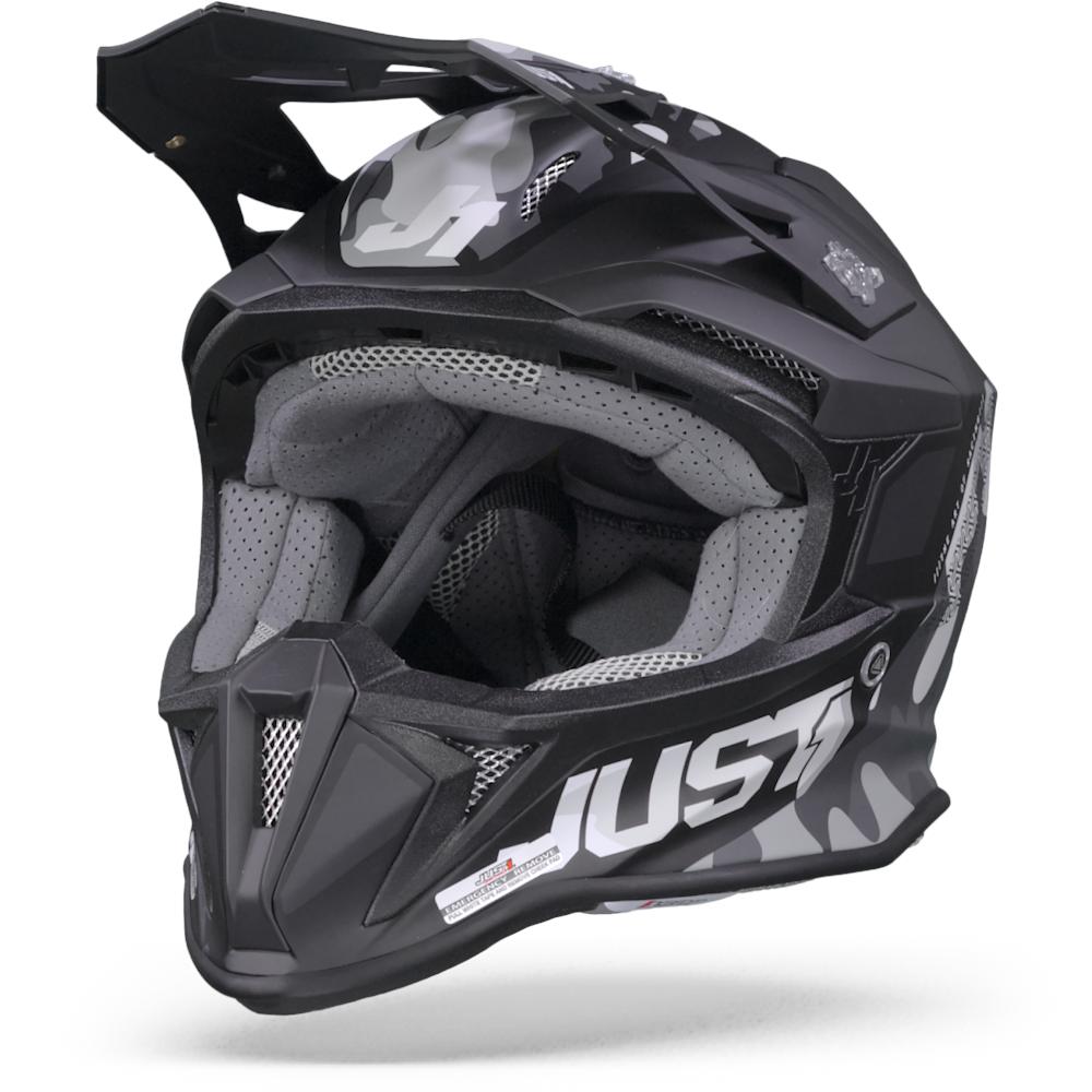 Image of Just1 J18 MIPS Pulsar Grey Camo Black Offroad Helmet Size XS ID 8054329237113