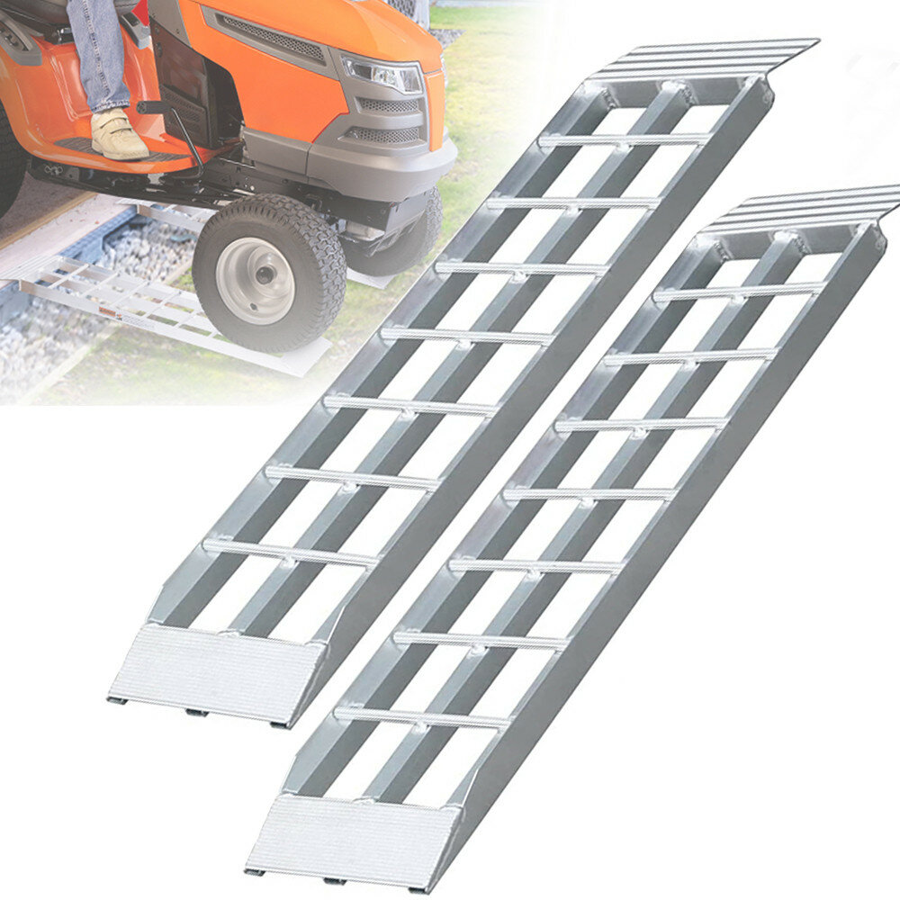 Image of KROAK Dual Runner Shed Ramps Non-skid Short Ladder Stepladder Tire Support Plate for for ATV Riding Lawnmower Snow Blowe