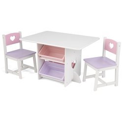 Image of KidKraft Heart Table Set with Pastel Bins