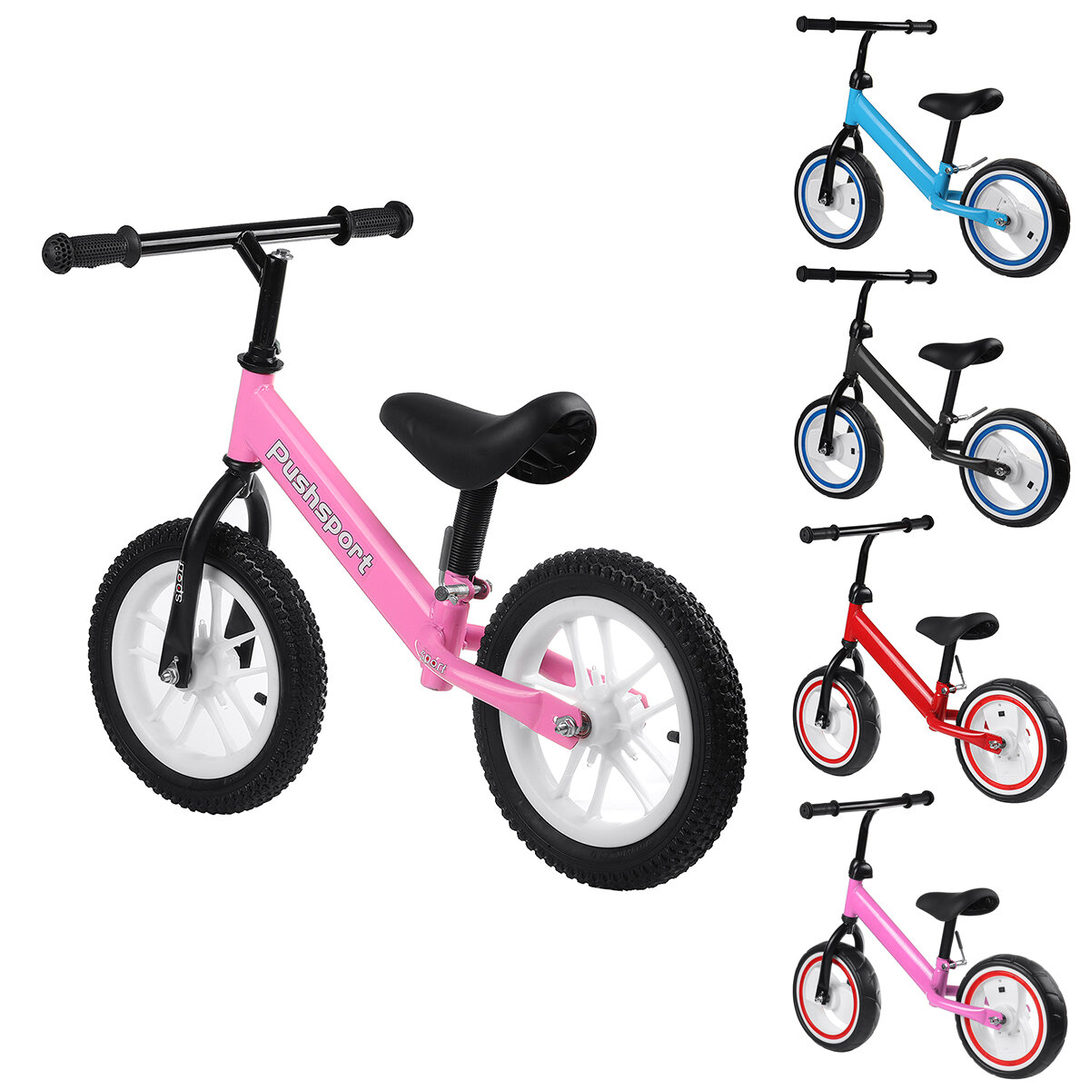Image of Kids Adjustable Height Flashing Balance Bikes Children Bicycle with Comfortable Cushions＆Non-slip Handles Wear-resistant